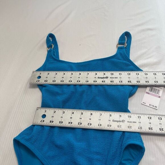 NWT Michael Kors Cyan Blue One Piece Bathing Suit Swimsuit Size 6 New - Picture 3 of 7